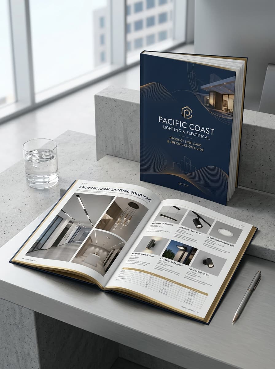 Pacific Coast Lighting & Electrical Line Card and Specification Guide mockup